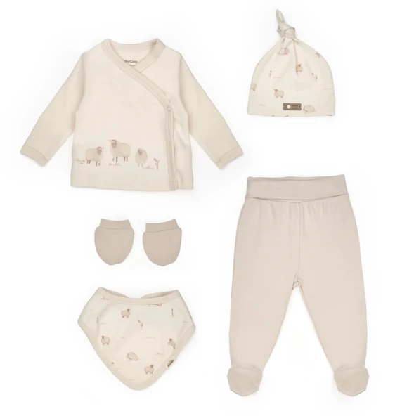 Bebek 5'li Set %100 Organic Pamuk Yenidoğan Serisi - CSY8189 - Resim 2