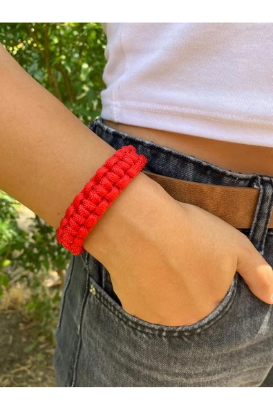 Paracord Bileklik Kırmızı cobra modeli - Resim 3