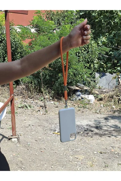 TÜM KILIFLARA UYUMLU TURUNCU TELEFON EL ASKISI - Resim 2