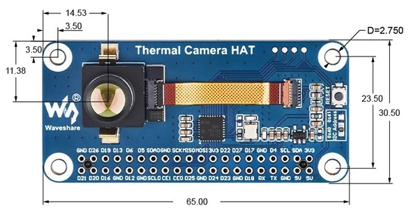 Thermal Camera 80x62 IR Termal Görüntüleme Modülü - Raspberry Pi 40PIN GPIO Uyumlu Kızılötesi Sensör (45° FOV) - Resim 2
