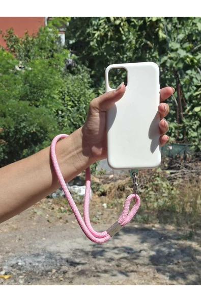 TÜM KILIFLARLA UYUMLU PEMBE TELEFON EL ASKISI ürün görseli