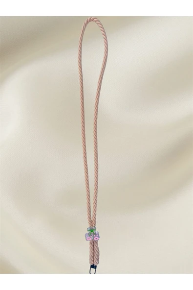 Tüm Kılıflara Uyumlu Pembe Kiraz Figürlü Boyun Telefon Askısı - Resim 4