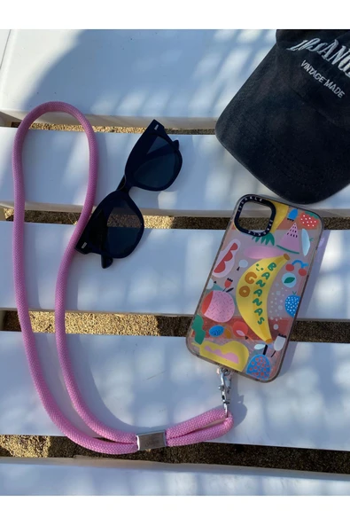 Tüm Kılıflara Uyumlu Pembe Boyun Telefon Askısı ürün görseli