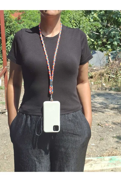 TÜM KILIFLARLA UYUMLU RENKLİ ÖRGÜ BOYUN ASKISI ürün görseli