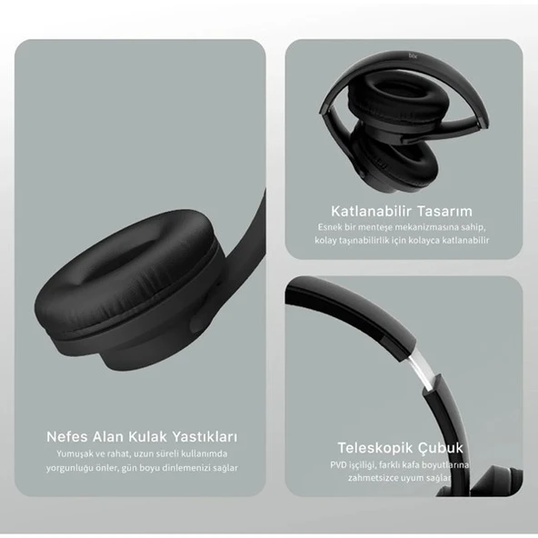 <![CDATA[BİX BH2-BK Siyah SOUNDCRAFT BH2 KATLANABİLİR KULAKÜSTÜ KABLOSUZ KULAKLIK]]> - 3