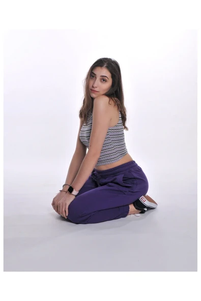 Viscon Plus Kadın Lila Amerikan Halter Yaka Crop - Resim 2