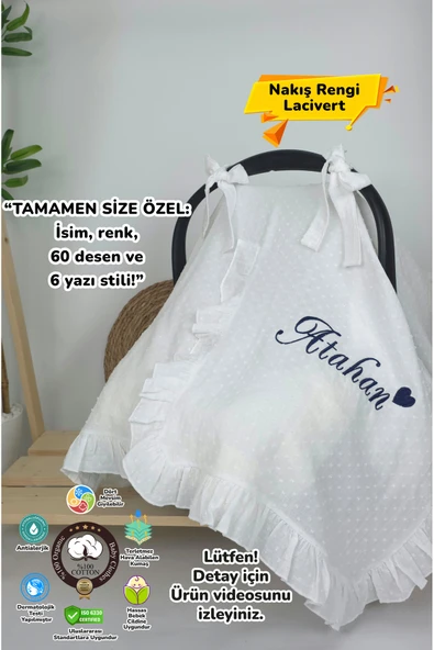 gros shop Müslin Yeni Doğan 2Katlı Organik %100Pamuk Kişiye Özgü Nakışlı Hastane Çıkış Seti (Kalpli Model-2) ürün görseli