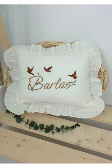 gros shop Müslin Yeni Doğan 4Katlı Organik %100Pamuk Kişiye Özgü Nakışlı Hastane Çıkış Seti(3'lü Kelebk Model) - 2