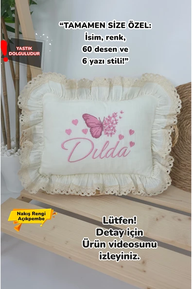 gros shop Müslin Yeni Doğan 4Katlı Organik %100Pamuk Kişiye Özgü Nakışlı Hastane Çıkış Seti (Çoklu Kelebek-3) ürün görseli