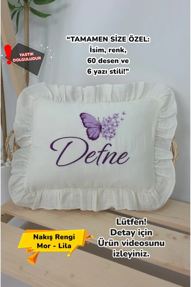 gros shop Müslin Yeni Doğan 4Katlı Organik %100Pamuk Kişiye Özgü Nakışlı Hastane Çıkış Seti-Çoklu Kelebek ürün görseli