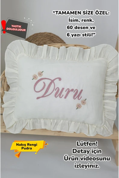 gros shop Müslin Yeni Doğan 4Katlı Organik %100Pamuk Kişiye Özgü Nakışlı Hastane Çıkış Seti (Papatya Model-5) ürün görseli