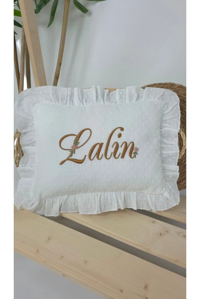 gros shop Müslin Yeni Doğan 4Katlı Organik %100Pamuk Kişiye Özgü Nakışlı Hastane Çıkış Seti-Papatya Model1 - Resim 2