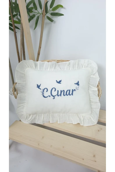 gros shop Müslin Yeni Doğan 4Katlı Organik %100Pamuk Kişiye Özgü Nakışlı Hastane Çıkış Seti-3'Lü Kuş Model - 2
