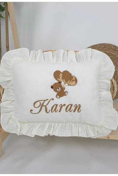 gros shop Müslin Yeni Doğan 4Katlı Organik %100Pamuk Kişiye Özgü Nakışlı Hastane Çıkış Seti (Ayıcık Model-6) - 4