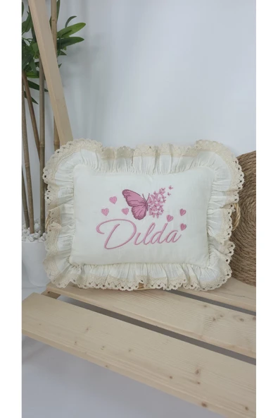 gros shop Müslin Yeni Doğan 4Katlı Organik %100Pamuk Kişiye Özgü Nakışlı Hastane Çıkış Seti (Çoklu Kelebek-3) - Resim 2