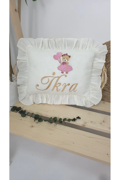 gros shop Müslin Yeni Doğan 4Katlı Organik %100Pamuk Kişiye Özgü Nakışlı Hastane Çıkış Seti (Ayıcık Model-5) - Resim 2