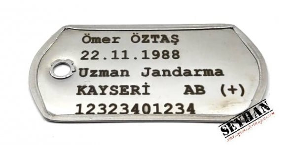 Lazer Baskı Orjinal Asker Künyesi - Resim 5