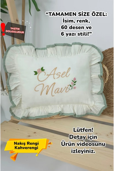 gros shop Müslin Yeni Doğan 4Katlı Organik %100Pamuk Kişiye Özgü Nakışlı Hastane Çıkış Seti (Güllü Model-5) ürün görseli