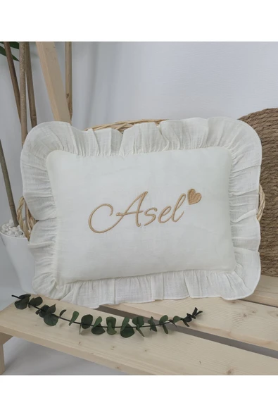 gros shop Müslin Yeni Doğan 4Katlı Organik %100Pamuk Kişiye Özgü Nakışlı Hastane Çıkış Seti-Kalpli - Resim 4