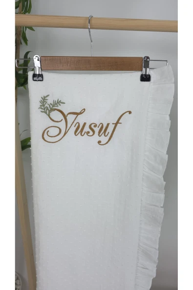 gros shop Müslin Yeni Doğan 2Katlı Organik %100Pamuk Kişiye Özgü Nakışlı Hastane Çıkış Seti(İkili Dal Model-3) - Resim 3