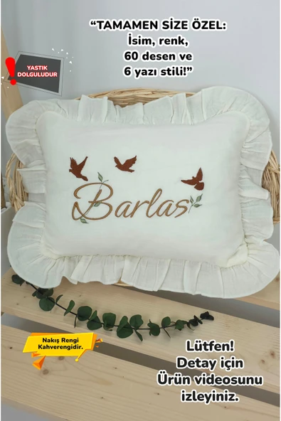 gros shop Müslin Yeni Doğan 4Katlı Organik %100Pamuk Kişiye Özgü Nakışlı Hastane Çıkış Seti(3'lü Kelebk Model) - 1