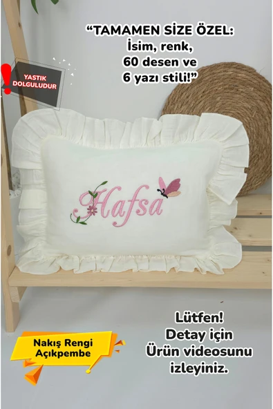 gros shop Müslin Yeni Doğan 4Katlı Organik %100Pamuk Kişiye Özgü Nakışlı Hastane Çıkış Seti(Kelebekli Papatya) ürün görseli