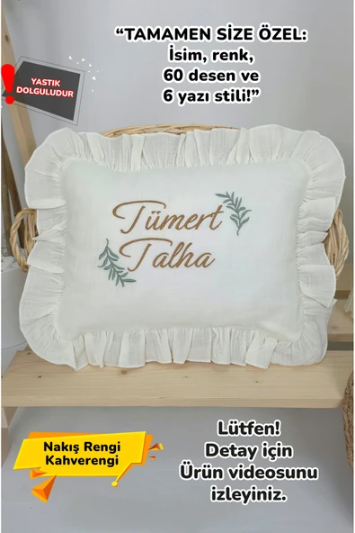 gros shop Müslin Yeni Doğan 4Katlı Organik %100Pamuk Kişiye Özgü Nakışlı Hastane Çıkış Seti(İki Dallı Model-2) ürün görseli
