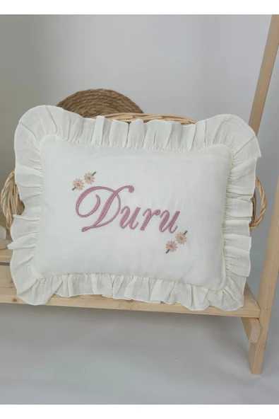 gros shop Müslin Yeni Doğan 4Katlı Organik %100Pamuk Kişiye Özgü Nakışlı Hastane Çıkış Seti (Papatya Model-5) - Resim 3