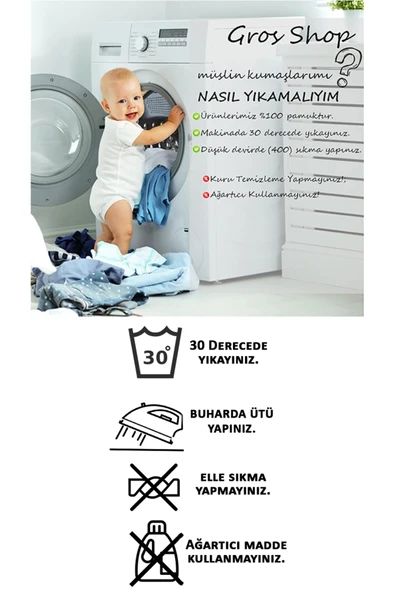 gros shop Müslin Yeni Doğan 4Katlı Organik %100Pamuk Kişiye Özgü Nakışlı Hastane Çıkış Seti (Papatya Model-9) - 8