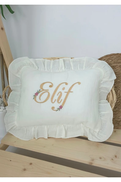 gros shop Müslin Yeni Doğan 4Katlı Organik %100Pamuk Kişiye Özgü Nakışlı Hastane Çıkış Seti (Papatya Model-7) - Resim 2