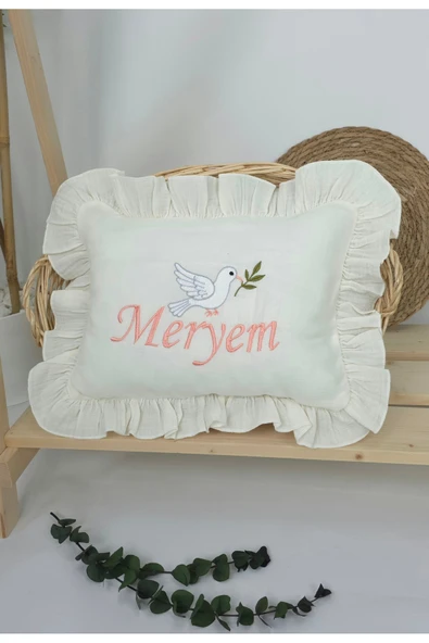 gros shop Müslin Yeni Doğan 4Katlı Organik %100Pamuk Kişiye Özgü Nakışlı Hastane Çıkış Setİ (Kuş Model-3) - Resim 2