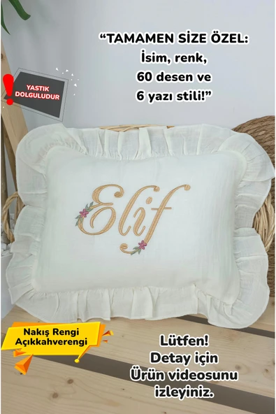 gros shop Müslin Yeni Doğan 4Katlı Organik %100Pamuk Kişiye Özgü Nakışlı Hastane Çıkış Seti (Papatya Model-7) ürün görseli