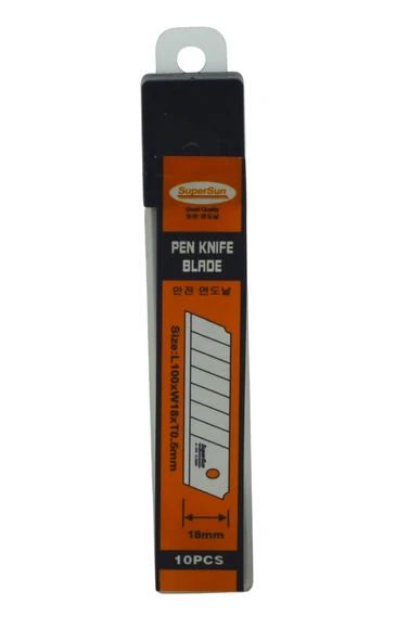 SuperSun 10 Adet ADM-25 Maket Bıçak Falçata Ağzı Yedek Uç (L100xW18xT0,5mm)