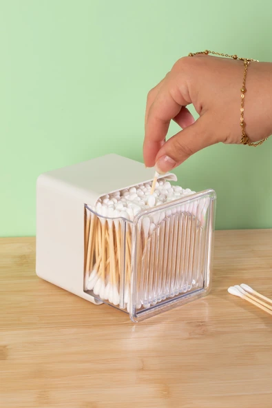 Porsima 3134 Doğal Ahşap Bambu Saplı Standlı Kulak Temizleme Çubuğu Seti- 190 Adet Renkli - 3