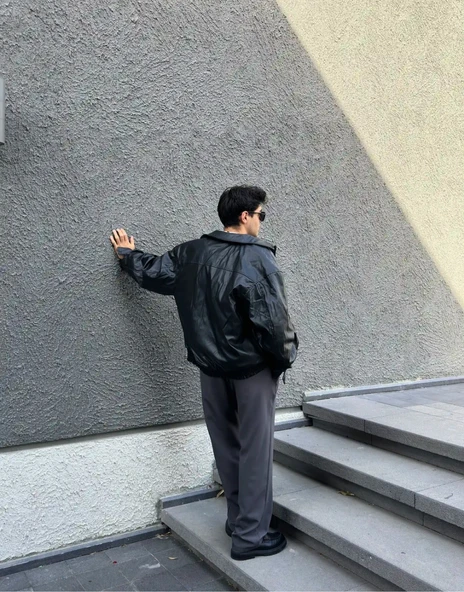 Premium Oversize Vintage Deri Ceket - 6