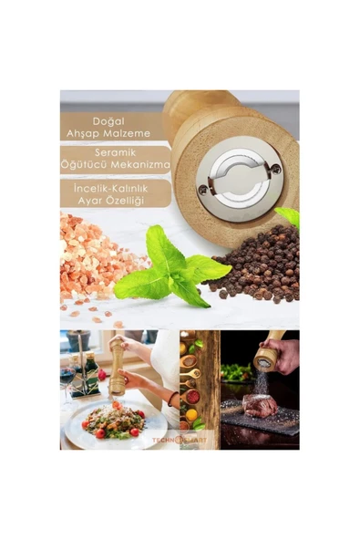 2li Set Bambu Tuz Karabiber Öğütücü Değirmeni Boy 16,5cm - Resim 2