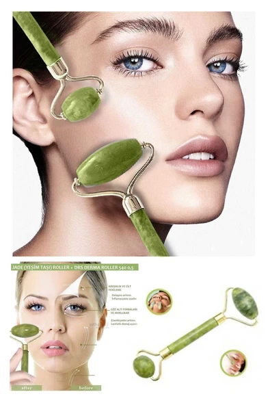 Jade Roler 2'li Yeşim Taşı Yüz Masaj Aleti