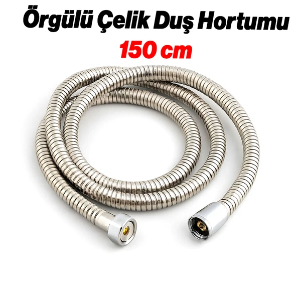 Mafsallı Duş Seti 3 Parça Krom Gümüş El Duşu Hortumu Banyo Aksesuarı Takımı Su Tasarruflu Başlığı - Resim 3