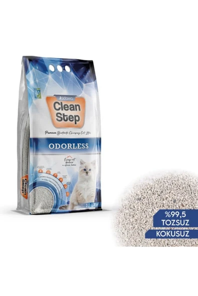 Clean Step Odorless Aktif Karbonlu Kokusuz İnce Taneli Topaklanan Bentonit Kedi Kumu 10 Lt - 2