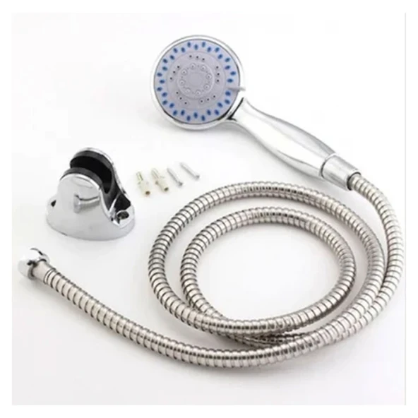 Mafsallı Duş Seti 3 Parça Krom Gümüş El Duşu Hortumu Banyo Aksesuarı Takımı Su Tasarruflu Başlığı - Resim 4