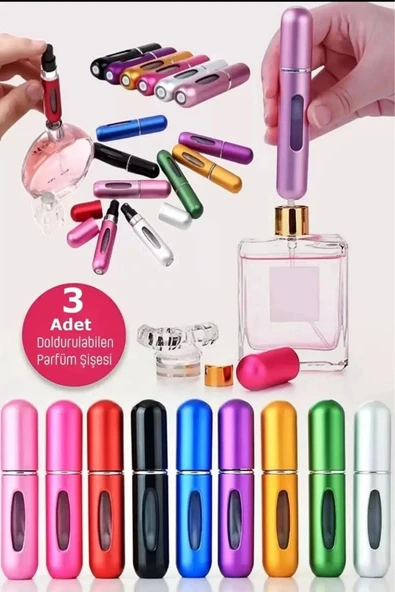3’lü Doldurulabilir Parfüm Şişesi – 5 ml | Renk Seçimiyle Kendi Tarzını Yarat - 2