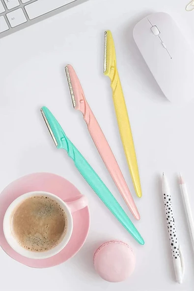 TAYEM 3 Adet Yüz Jileti Ve Kaş Usturası Kadın Jileti Epilasyon 3'lü Bıyık Alma Düzeltici Ustra Seti - 5