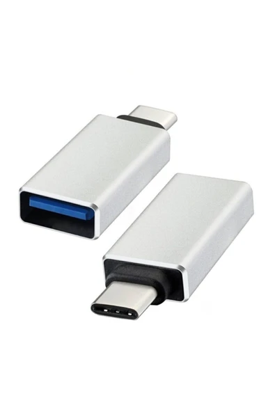 Usb Type-c Otg Çevirici Adaptör Metal Xiaomi - Samsung - Huawei - Macbook Dönüştürücü Gümüş