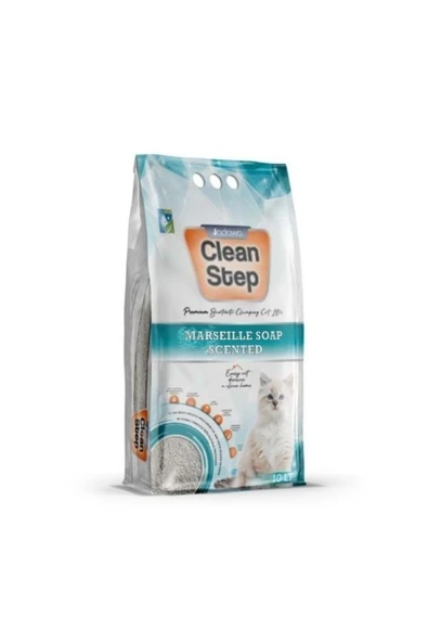 Clean Step Aktif Karbonlu Marsilla Kokulu İnce Taneli Topaklanan Bentonit Kedi Kumu 10 Lt - 1