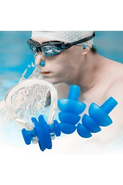 Çocuklar Için Kulak Burun Tıkacı Havuz Deniz Yüzme Seti Takımı - Resim 3