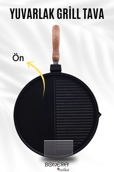 Çok Amaçlı 32cm Döküm Grill Tava