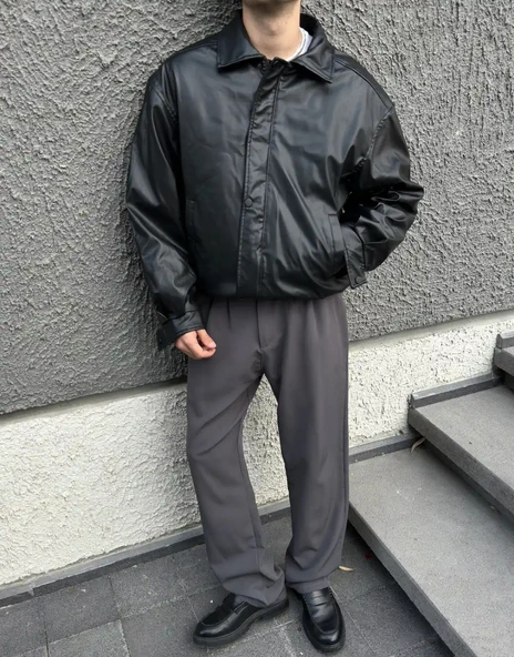 Premium Oversize Vintage Deri Ceket - 2