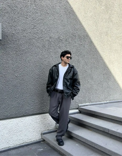 Premium Oversize Vintage Deri Ceket - 4