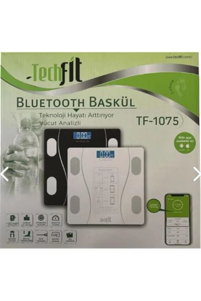 Techfit Dijital Baskül TF-1075 (Bluetooth Özellikli) Hassas Ölçüm (2.5-180kg)