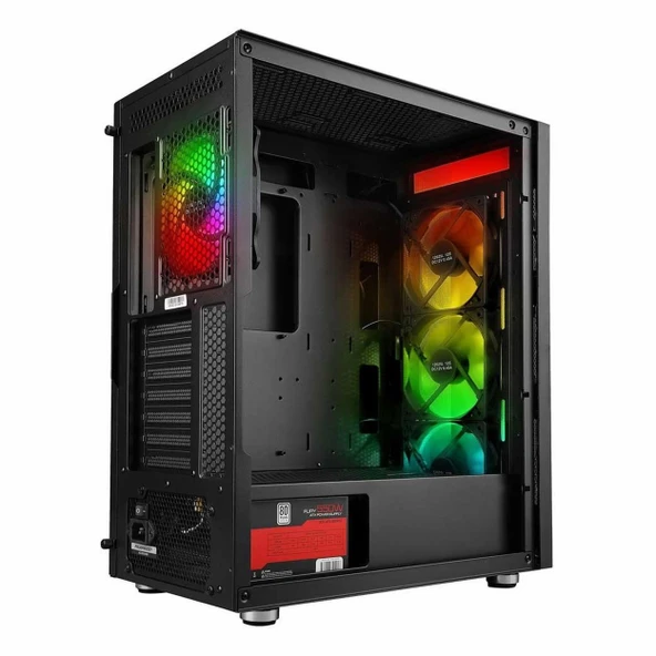 PowerBoost VK-G3701B 550W 80+ USB 3.2 ARGB ATX Mid Tower Siyah Kasa - 6
